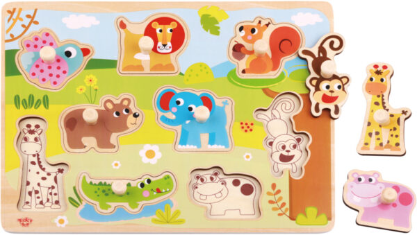 Educational toys Casse-tête éducatif en bois Animaux 10 pièces - Tooky Toy – Image 3
