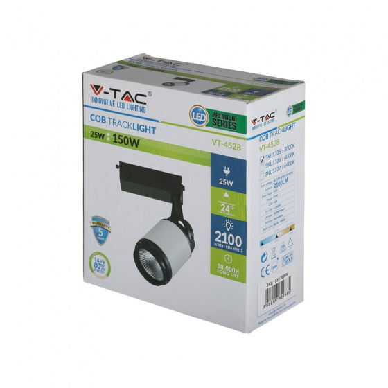 Éclairage ferroviaire track spot VT-4528 led 25W 6000K 2100lm aluminium noir - V-TAC – Image 5
