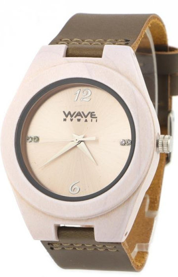 Montres montre Citizen Miyota hommes 4 cm bois/cuir blanc/brun - Wave Hawaii – Image 2