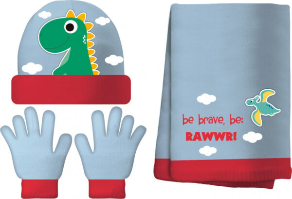 Bonnets ensemble d'hiver Dino garçons coton bleu 4-pièces taille unique - Zaska – Image 2