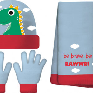 Bonnets ensemble d'hiver Dino garçons coton bleu 4-pièces taille unique - Zaska