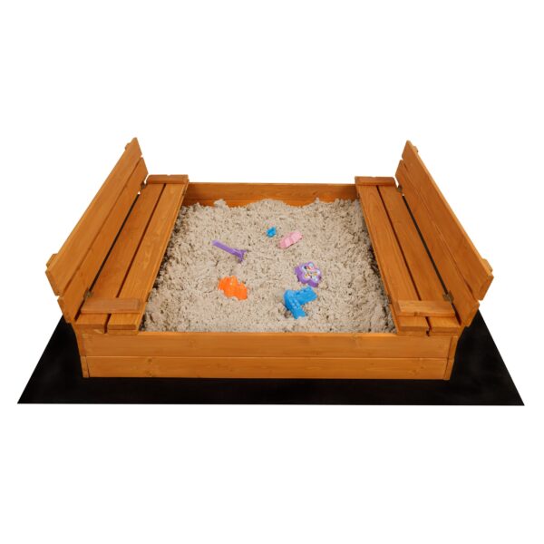 Bac à sable en bois Soroplay 120x120 cm avec housse et textile non tissé – Image 2