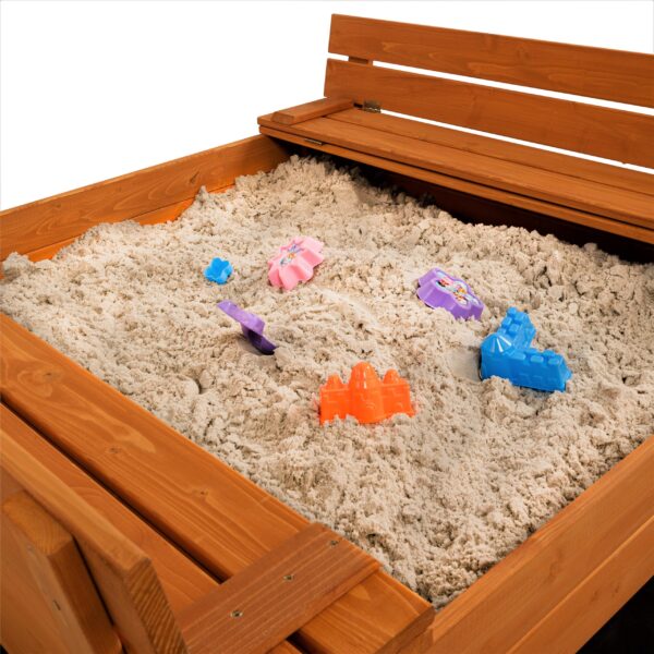 Bac à sable en bois Soroplay 120x120 cm avec housse et textile non tissé – Image 7