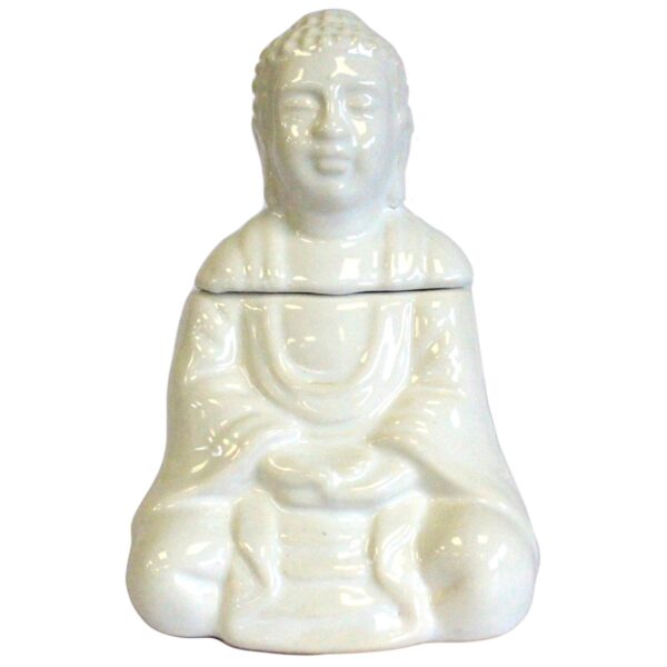 Brûleur à Huile Bouddha Assis - Blanc- Vendu par 1