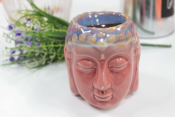 Brûleur à Huile Bouddha - Rose et Sarcelle- Vendu par 1 – Image 2