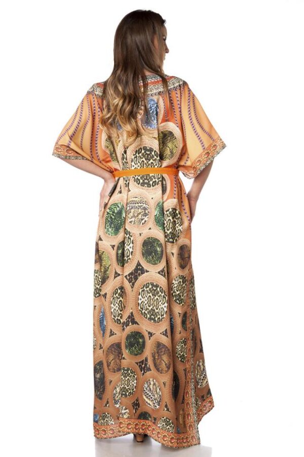 Caftan premium avec strass - caramel/beige/vert - OS-Atixo – Image 2