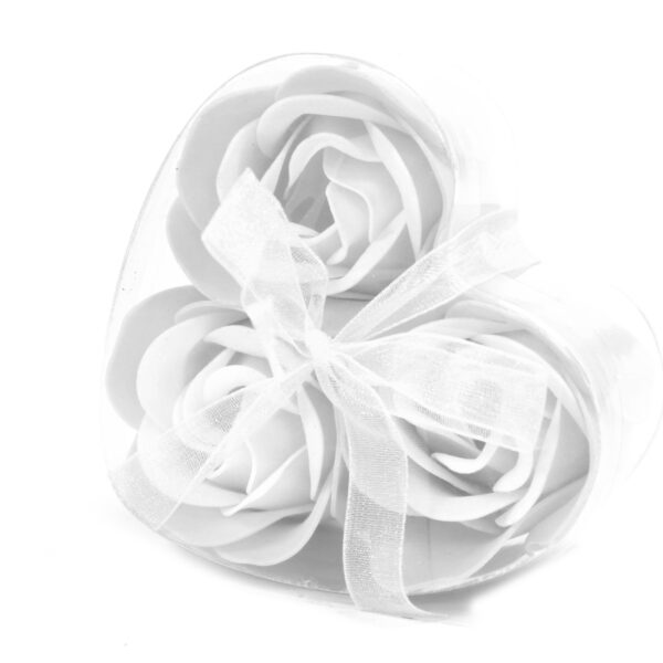 Lot de 3 Boîtes Coeur Fleur à Savon - Blanc- Vendu par 1