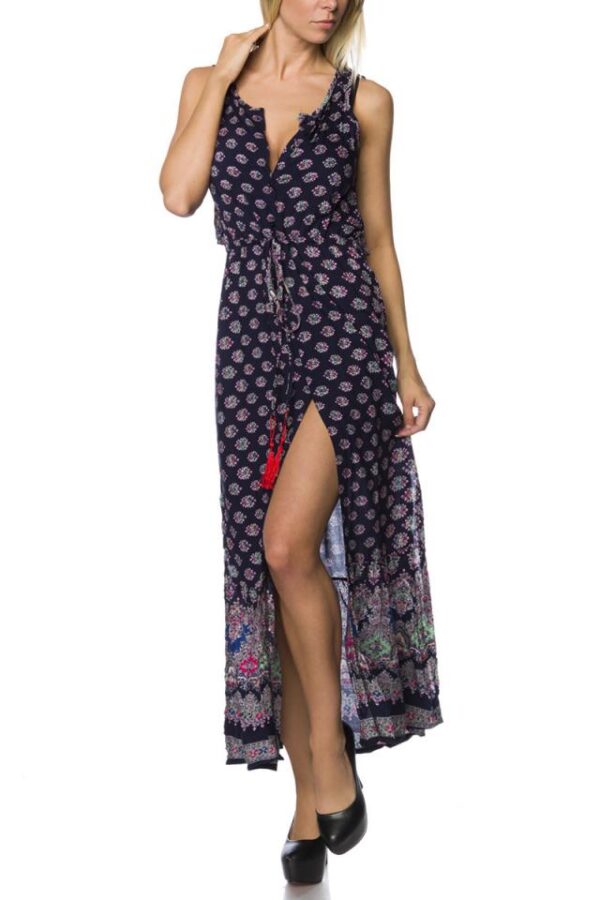 Robe longue - bleu/motif - L-Atixo