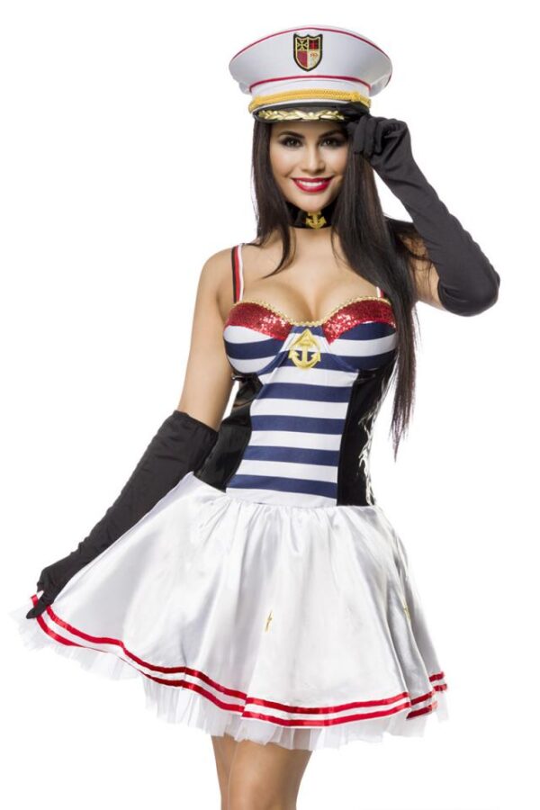 Costume Marine - blanc/noir/rouge - XL-Atixo