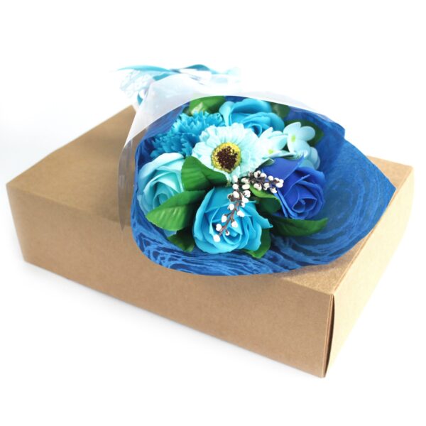 Bouquet de fleurs de savon pour les mains en boîte - Bleu- Vendu par 1