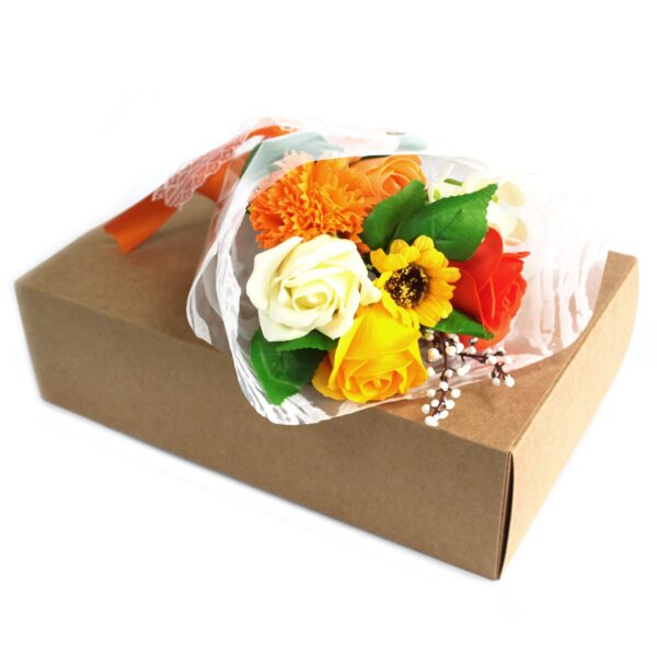 Bouquet de fleurs de savon pour les mains en boîte - Orange- Vendu par 1