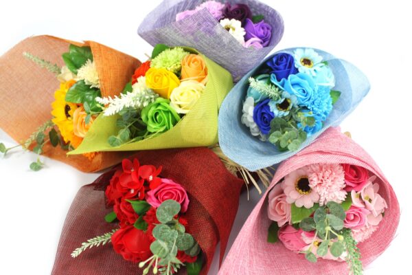 Bouquet De Fleurs De Savon Debout - Bleu- Vendu par 1 – Image 3