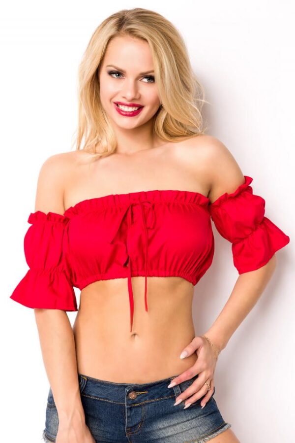 Top à épaules dénudées - rouge - L-Atixo