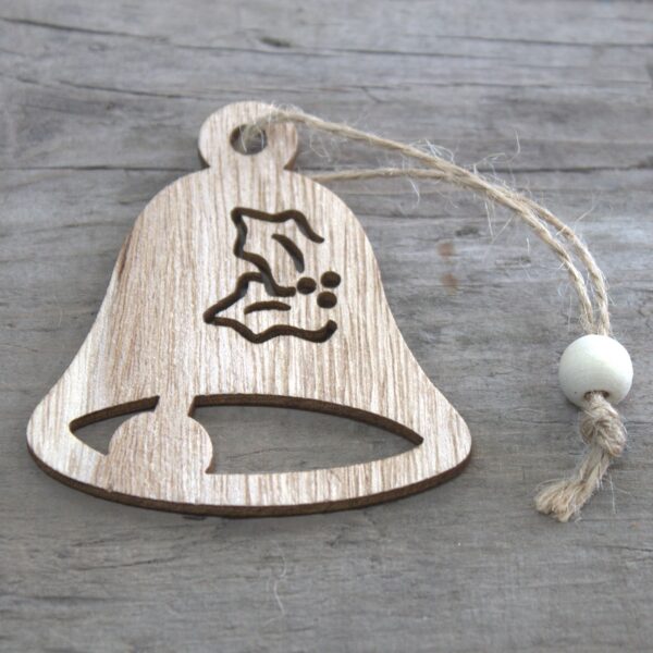 Pack de 3 décorations artisanales de Noël en bois - Cloche- Vendu par 1