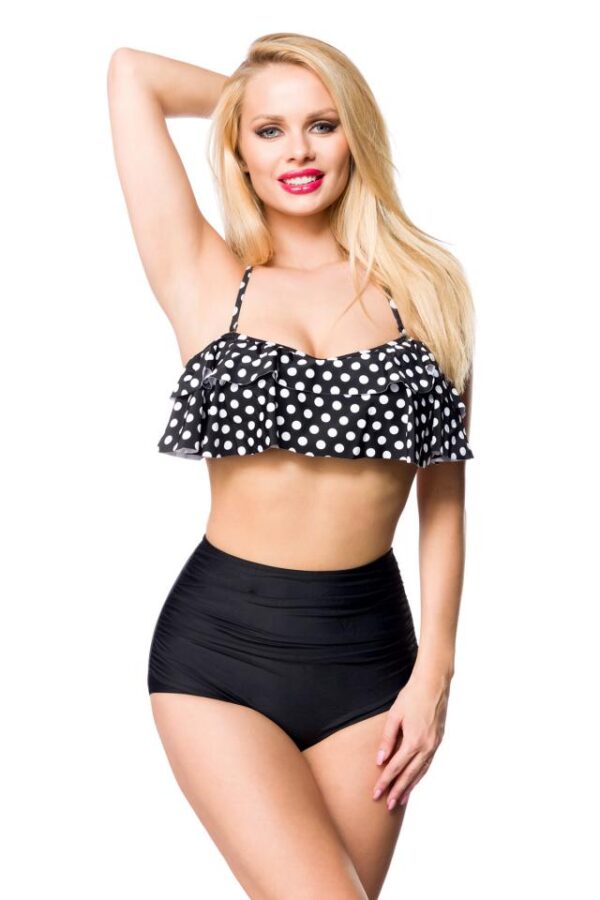 Bikini Taille Haute Vintage - noir/blanc - XL-Atixo