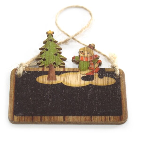 Pack de 2 décorations artisanales de Noël en bois - Bonhomme de neige et arbre- Vendu par 1 – Image 3