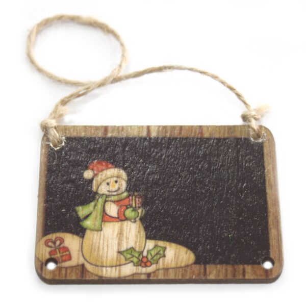 Pack de 2 décorations artisanales de Noël en bois - Bonhomme de neige- Vendu par 1 – Image 3