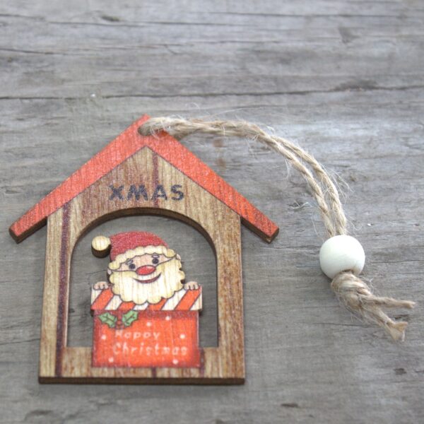 Pack de 2 décorations artisanales de Noël en bois - Cadeau de Noël du Père Noël- Vendu par 1