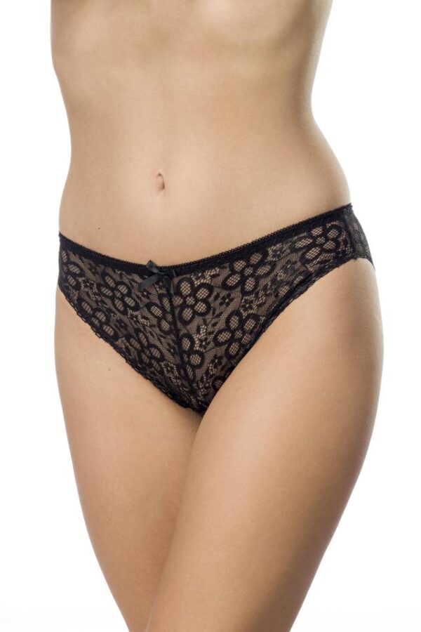 Culotte en dentelle avec ruban décoratif - noir - ML-