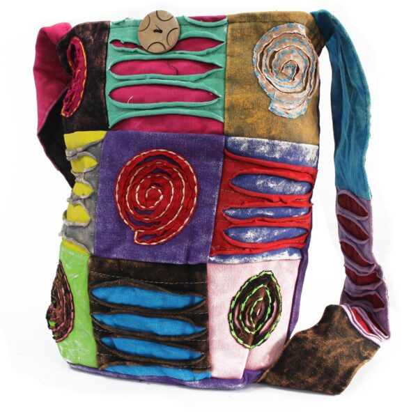 Sac Sling Ethnique - Violet / Spirale- Vendu par 1
