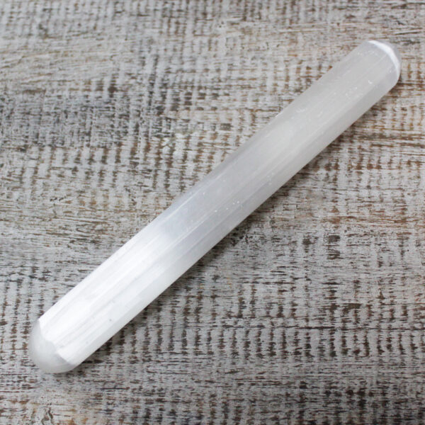 Baguette de sélénite - 16 cm (rond aux deux extrémités)- Vendu par 1