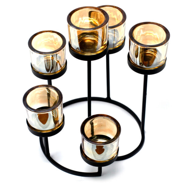 Bougeoir votif en fer. pièce maîtresse. arbre circulaire à 6 tasses- Vendu par 1 – Image 2
