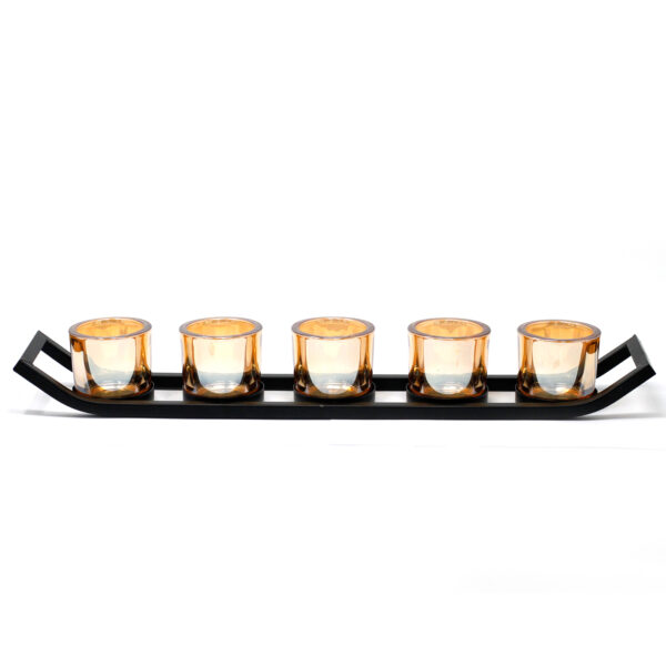 Bougeoir votif en fer pour pièce maîtresse. rebord à 5 tasses- Vendu par 1