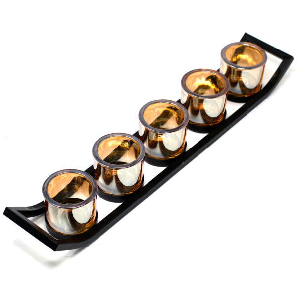 Bougeoir votif en fer pour pièce maîtresse. rebord à 5 tasses- Vendu par 1 – Image 2
