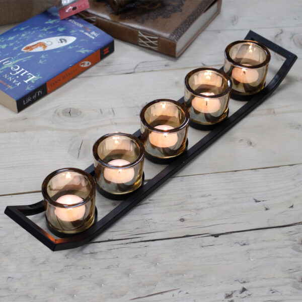 Bougeoir votif en fer pour pièce maîtresse. rebord à 5 tasses- Vendu par 1 – Image 3