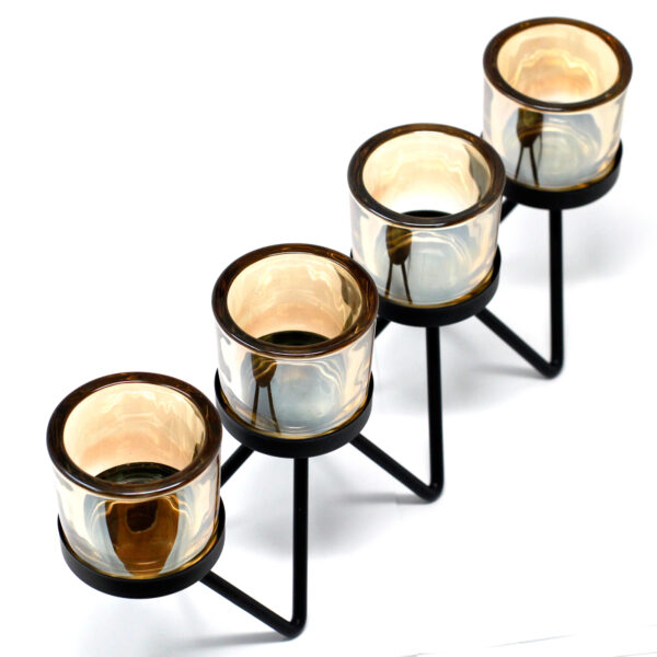 Bougeoir votif en fer pour pièce maîtresse - 4 tasses Zig Zag- Vendu par 1 – Image 2