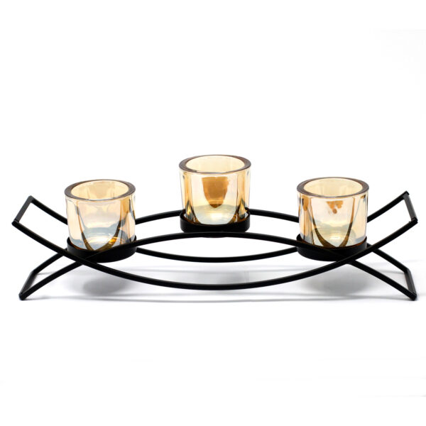 Bougeoir votif en fer de pièce maîtresse - 3 tasses Silluethe- Vendu par 1