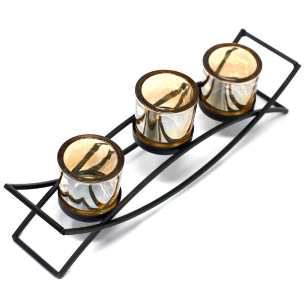 Bougeoir votif en fer de pièce maîtresse - 3 tasses Silluethe- Vendu par 1 – Image 2