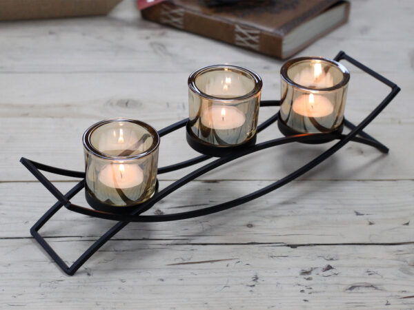 Bougeoir votif en fer de pièce maîtresse - 3 tasses Silluethe- Vendu par 1 – Image 3