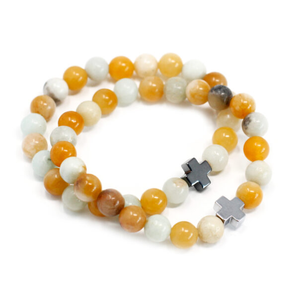 Lot de 2 Bracelets d'amitié Pierres Précieuses - Fidélité - Amazonite & Jaspe Jaune- Vendu par 1 – Image 2