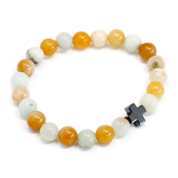 Lot de 2 Bracelets d'amitié Pierres Précieuses - Fidélité - Amazonite & Jaspe Jaune- Vendu par 1 – Image 3