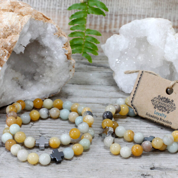 Lot de 2 Bracelets d'amitié Pierres Précieuses - Fidélité - Amazonite & Jaspe Jaune- Vendu par 1 – Image 4