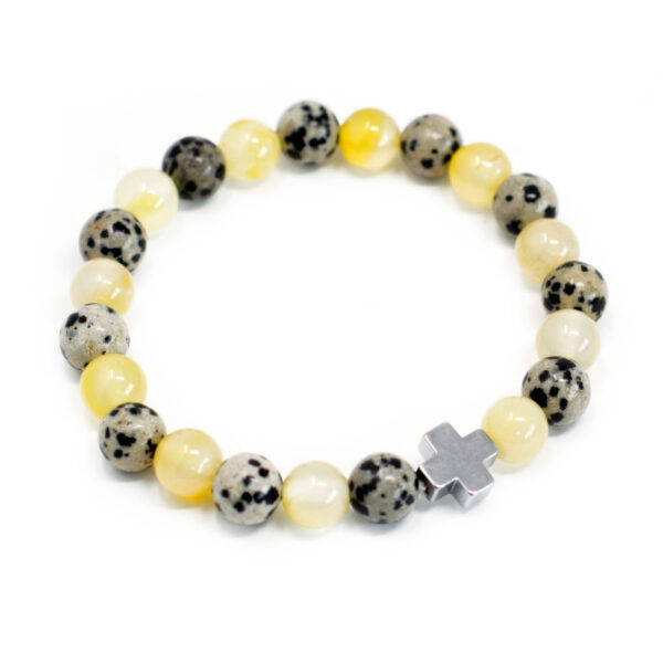 Lot de 2 Bracelets d'amitié Pierres Précieuses - Protection - Jaspe Dalmatien & Agate Jaune- Vendu par 1 – Image 3
