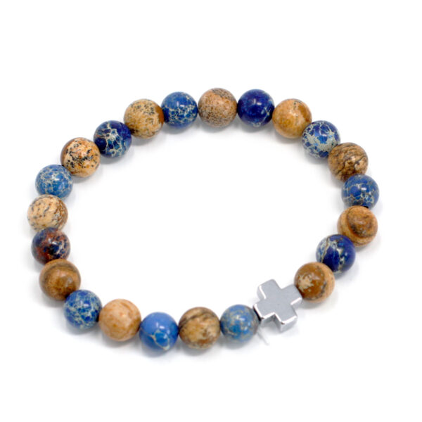 Lot de 2 Bracelets d'Amitié Pierres Précieuses - Support - Sodalite & Picturestone- Vendu par 1 – Image 3