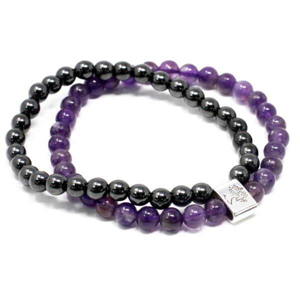 Bracelet de pierres précieuses magnétiques - Améthyste- Vendu par 1 – Image 2