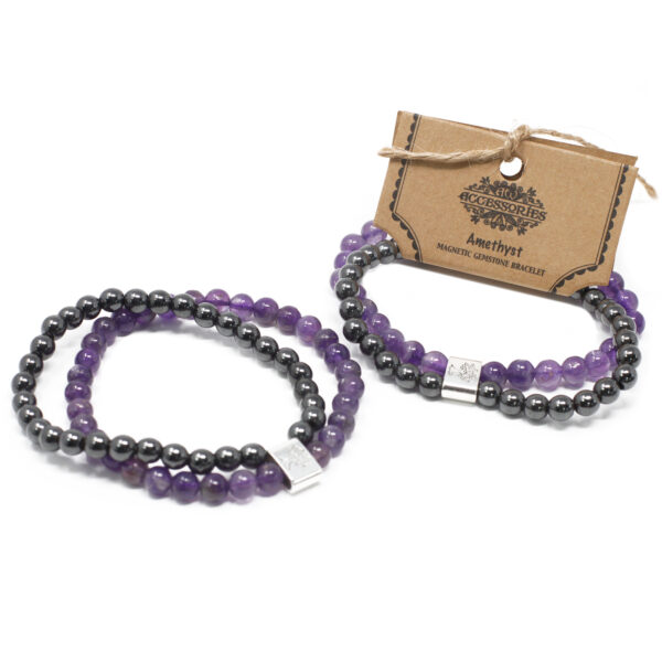 Bracelet de pierres précieuses magnétiques - Améthyste- Vendu par 1 – Image 3