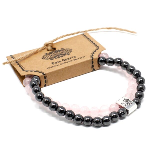 Bracelet de Pierres Précieuses Magnétiques - Quartz Rose- Vendu par 1