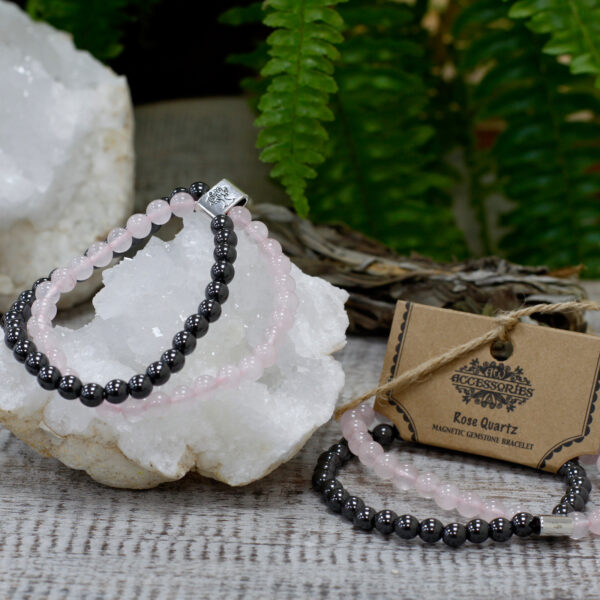 Bracelet de Pierres Précieuses Magnétiques - Quartz Rose- Vendu par 1 – Image 4