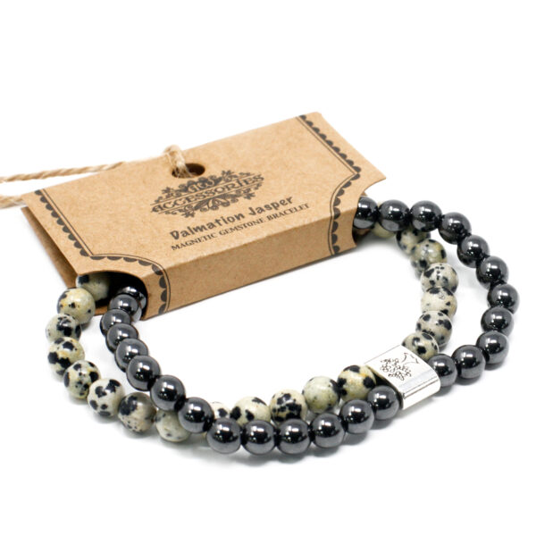 Bracelet Pierres Précieuses Magnétiques - Jaspe Dalmatien- Vendu par 1