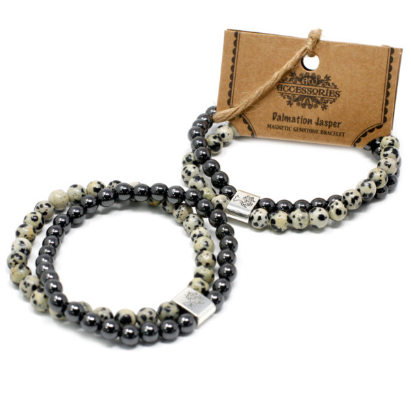 Bracelet Pierres Précieuses Magnétiques - Jaspe Dalmatien- Vendu par 1 – Image 3