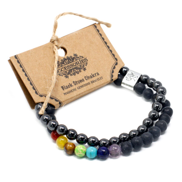 Bracelet Pierres Précieuses Magnétiques - Chakra Pierre Noire- Vendu par 1