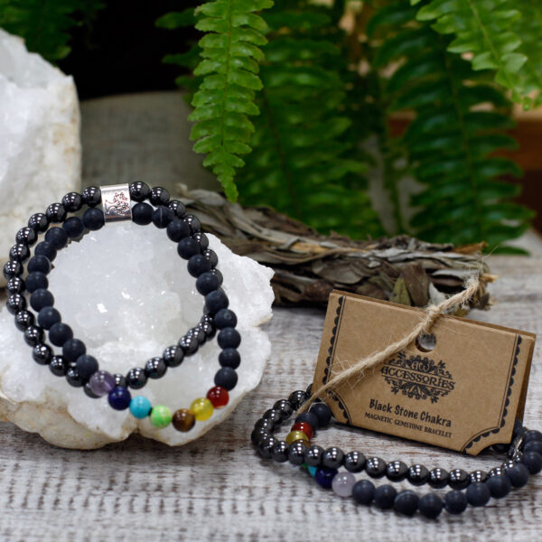 Bracelet Pierres Précieuses Magnétiques - Chakra Pierre Noire- Vendu par 1 – Image 4