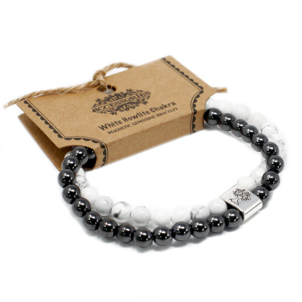 Bracelet Pierres Précieuses Magnétiques - Chackra Howlite Blanche- Vendu par 1