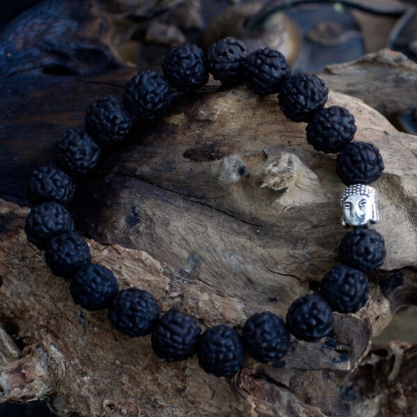 Bracelet Mala Rudraksha Bouddha - Foncé- Vendu par 1 – Image 2