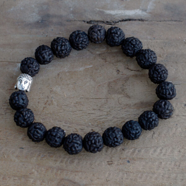 Bracelet Mala Rudraksha Bouddha - Foncé- Vendu par 1 – Image 3