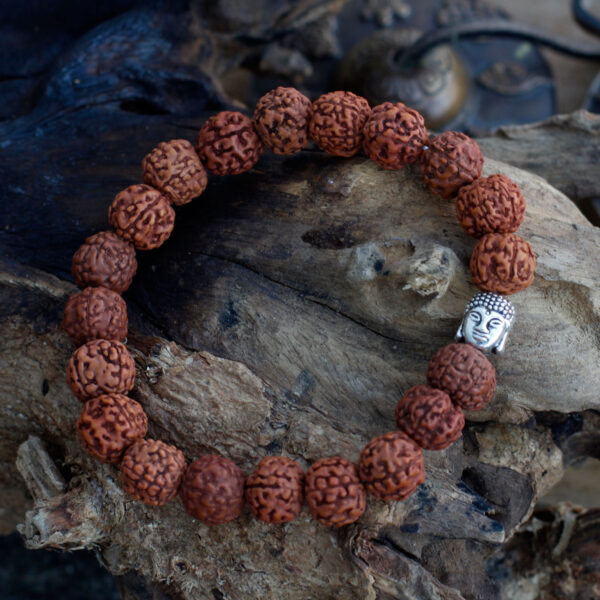 Bracelet Mala Rudraksha Bouddha - Marron- Vendu par 1 – Image 2